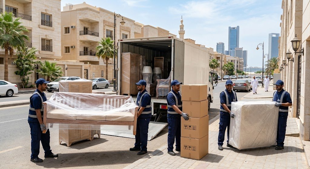 نقل عفش حي النزهة بجدة - خدمات فك وتغليف ونقل الأثاث بأمان واحترافية
